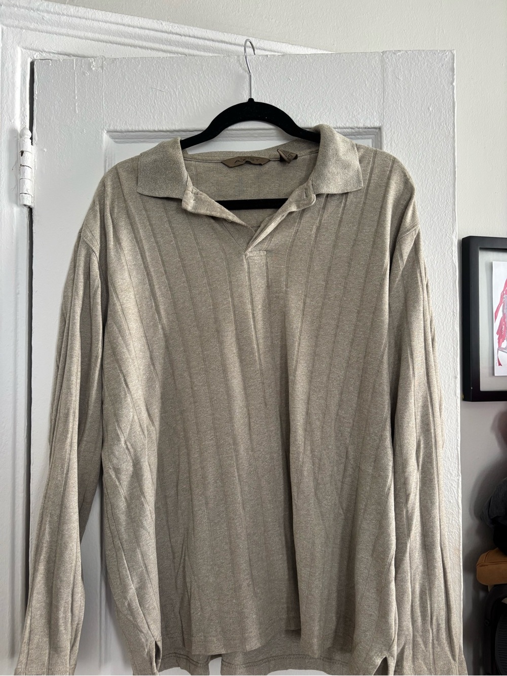 Axist Long-Sleeve Polo Shirt - Beige/Tan
